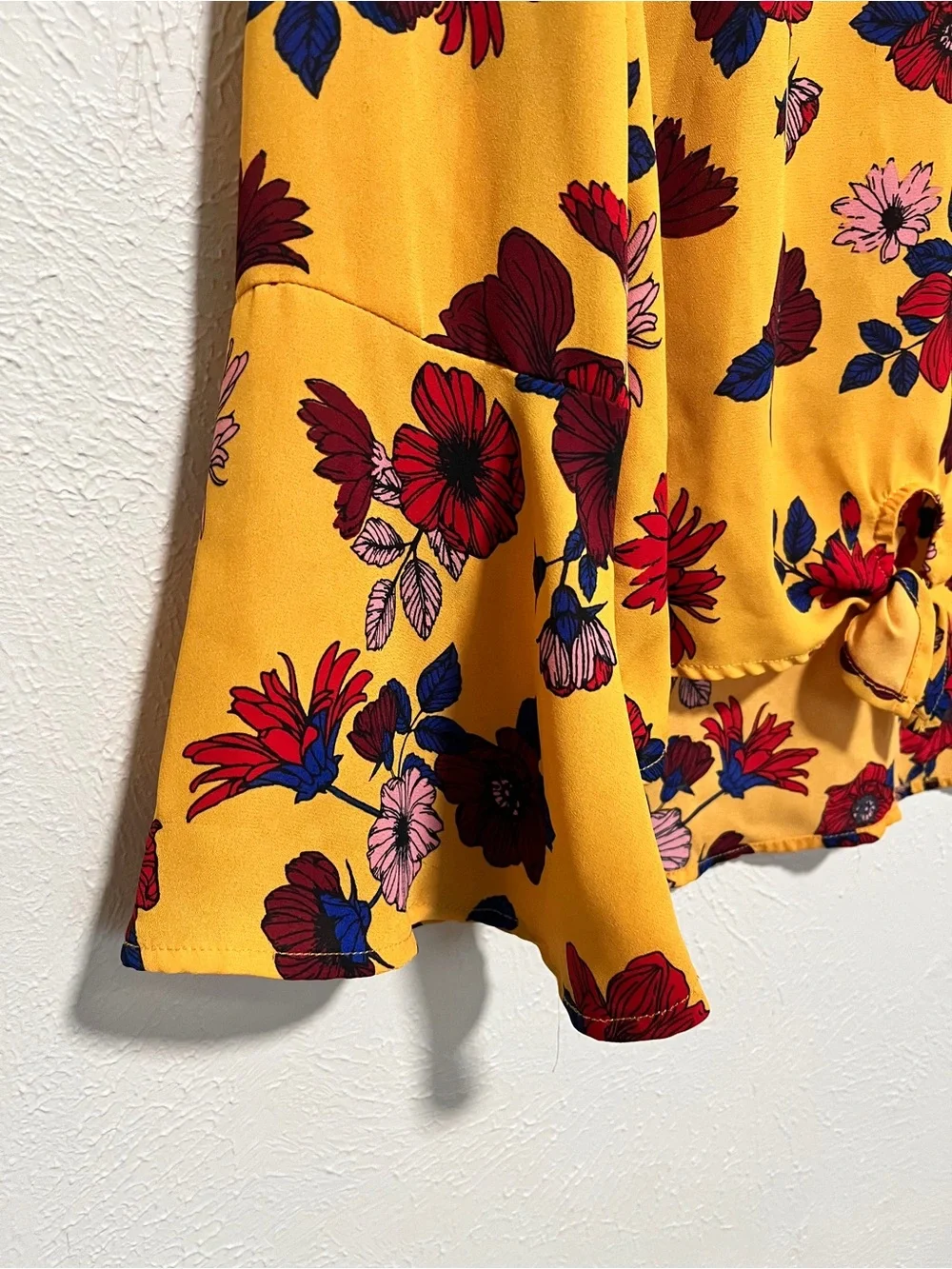 art class Mustard Floral Tie-Front Blouse